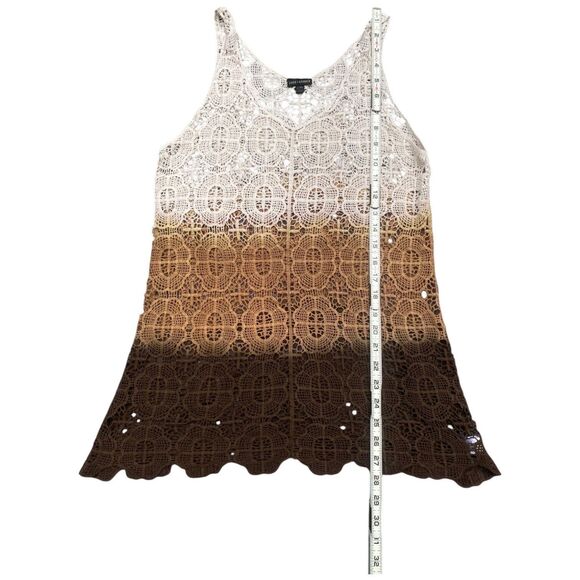 COCO + CARMEN Crochet Cotton Ombre Tunic Tank Top L/XL Boho Festival Beach - Picture 13 of 16